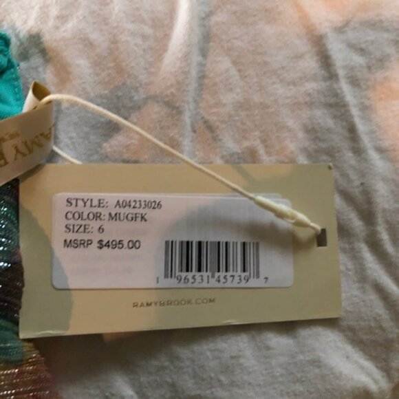 RAMY  BROOK Aqua Maxi Dress Sparkly Side Cutouts NEW  W/TAGS $495 Summer Wedding - Picture 6 of 7